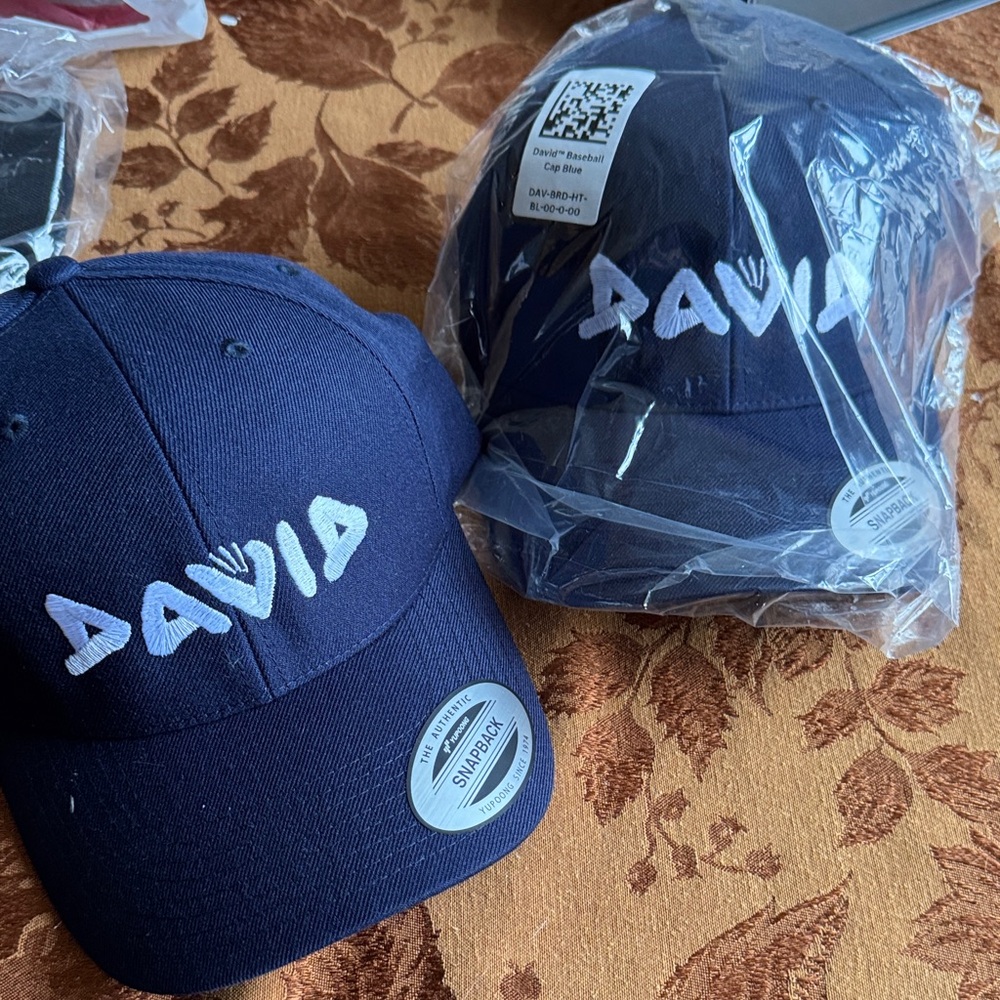 Navy Blue DAVID Ball Cap with White Embroidery